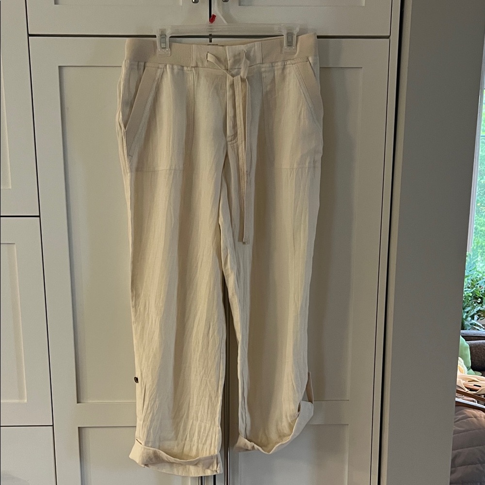 LOFT Lounge Cream Linen Pants